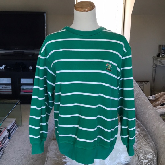 green and white striped sweatshirt